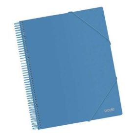 Dohe Carpeta con 20 Fundas Tamaño A4 - Tapa de Polipropileno Opaco 800 Micras - Fundas Transparentes 80 Micras - Espiral de Plastico Color - Gomas Elasticas a Juego