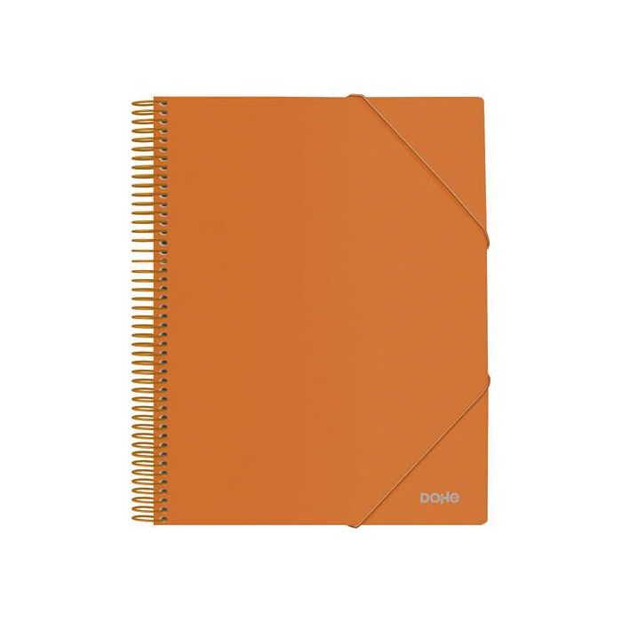 Dohe Carpeta con 20 Fundas Tamaño A4 - Tapa de Polipropileno Opaco de 800 Micras - Fundas Transparentes de 80 Micras - Espiral de Plastico Colorido - Gomas Elasticas a Juego