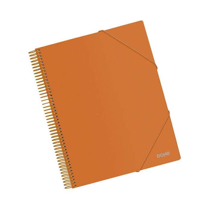 Dohe Carpeta con 30 Fundas Tamaño A4 - Tapa de Polipropileno Opaco 800 Micras - Fundas Transparentes 80 Micras - Espiral de Plastico Color y Gomas Elasticas a Juego