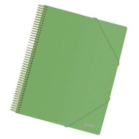 Dohe Carpeta con 30 Fundas Tamaño A4 - Tapa de Polipropileno Opaco de 800 Micras - Fundas Transparentes de 80 Micras - Espiral de Plastico de Color - Gomas Elasticas a Juego