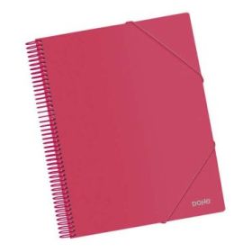 Dohe Carpeta con 40 Fundas Tamaño A4 - Tapa de Polipropileno Opaco de 800 Micras - Fundas Transparentes de 80 Micras - Espiral de Plastico de Color - Gomas Elasticas a Juego