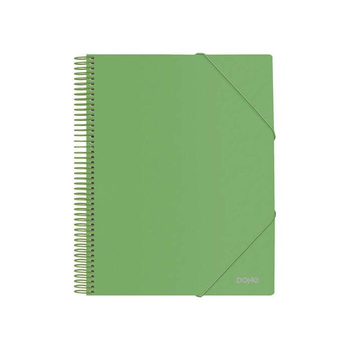 Dohe Carpeta con 40 Fundas Tamaño A4 - Tapa de Polipropileno Opaco de 800 Micras - Fundas Transparentes de 80 Micras - Espiral de Plastico de Color - Gomas Elasticas a Juego