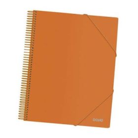Dohe Carpeta con 40 Fundas Tamaño A4 - Tapa de Polipropileno Opaco de 800 Micras - Fundas Transparentes de 80 Micras - Espiral de Plastico de Color - Gomas Elasticas a Juego