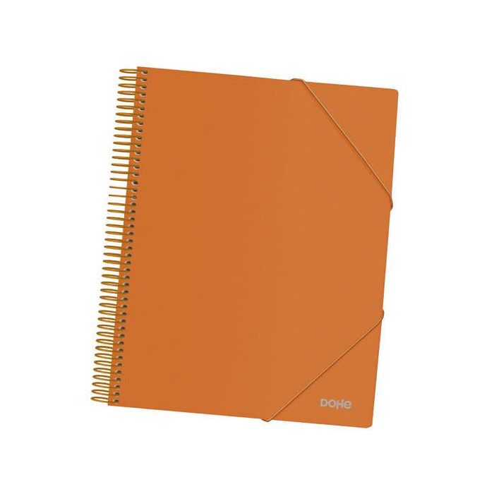 Dohe Carpeta con 40 Fundas Tamaño A4 - Tapa de Polipropileno Opaco de 800 Micras - Fundas Transparentes de 80 Micras - Espiral de Plastico de Color - Gomas Elasticas a Juego