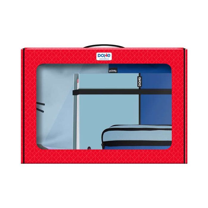 Dohe Pack Mochila, Carpeta y Portatodo Duo - Maletin Regalo 365x515x105mm - Carpeta A4 Recambio - Mochila 3 Compartimentos Grande - Portatodo Triple