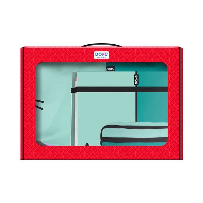 Dohe Pack Mochila, Carpeta y Portatodo Duo - Maletin Regalo 365x515x105mm - Carpeta A4 Recambio - Mochila 3 Compartimentos Grande - Portatodo Triple