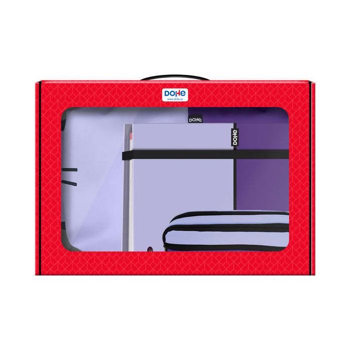 Dohe Pack Mochila, Carpeta y Portatodo Duo - Maletin Regalo 365x515x105mm - Carpeta A4 Recambio - Mochila 3 Compartimentos Grande - Portatodo Triple