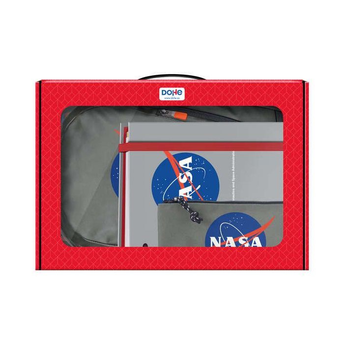 Dohe Pack Mochila, Carpeta y Portatodo Nasa grey - Maletin Regalo 365x515x105mm - Carpeta A4 Recambio, Mochila 3 Compartimentos Grande - Portatodo Triple