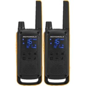 Motorola TLKR T82 Extreme Pack 2 Walkie Talkies - 16 Canales PMR446 y 121 Codigos - Alcance de hasta 10km en Campo Abierto - Autonomia hasta 18h - Color Negro/Amarillo