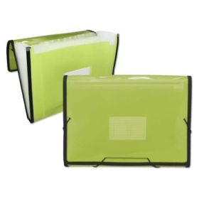 Ingraf Carpeta Frame Fuelle 13 Bolsillos Tamaño A4 - Polipropileno Translucido - Gomas y Solapas - Color Verde