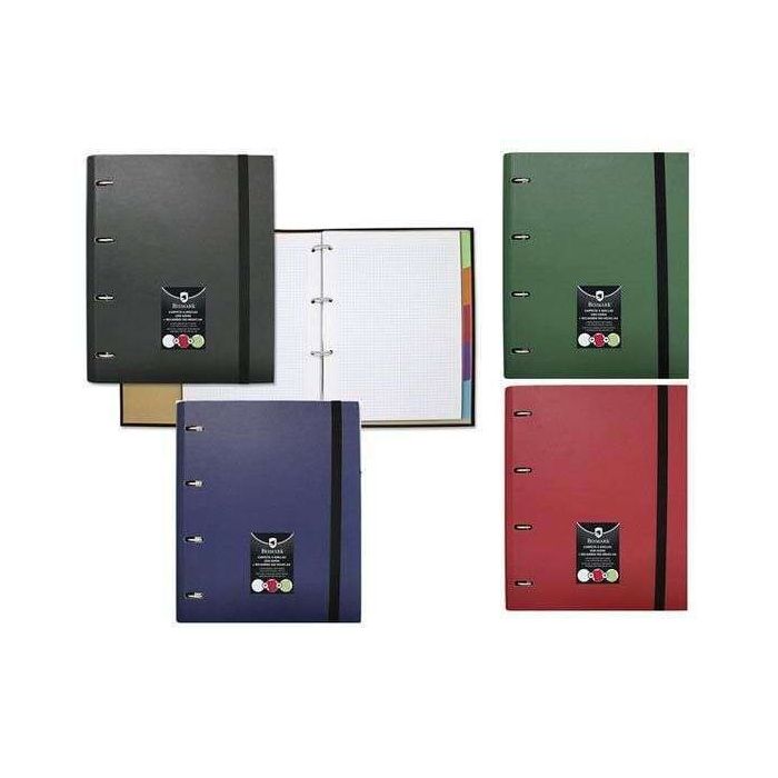 Bismark Carpeta de Anillas con Recambio de 100 Hojas Formato A4 + 5 Separadores + Sobre Portadocumentos - Colores Aleatorios Surtidos