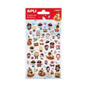 Apli Bolsa de Pegatinas de Piratas - Acabado Epoxy - Adhesivo Permanente - Ideal para Scrapbooking y Decoracion - Fomenta Creatividad y Psicomotricidad Infantil