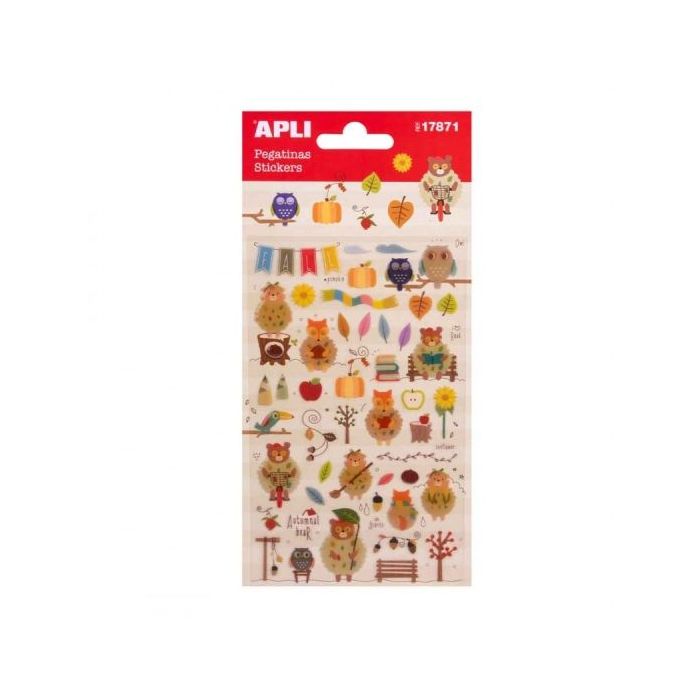 Apli Bolsa de Pegatinas de Otoño - Acabado Epoxy - Adhesivo Permanente - Ideal para Scrapbooking y Decoracion - Fomenta Creatividad y Psicomotricidad Infantil