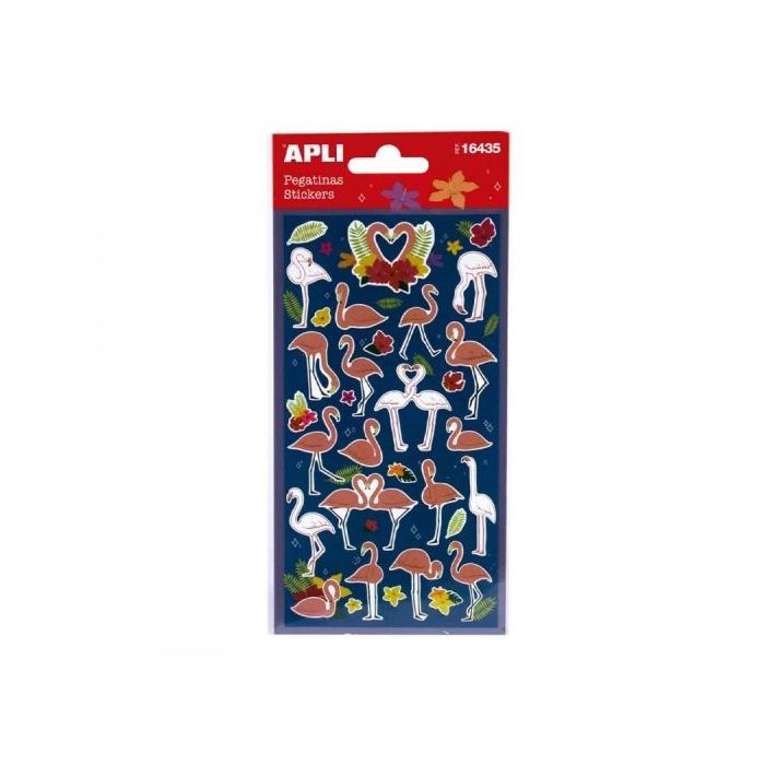 Apli Bolsa de Pegatinas de Flamencos - Acabado Mate - Adhesivo Permanente - Ideal para Scrapbooking y Decoracion - Estimula Creatividad y Psicomotricidad Fina