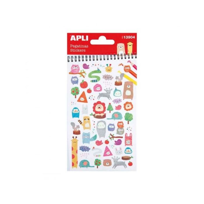 Apli Bolsa de Pegatinas de Animales - Acabado Mate - Adhesivo Permanente - Ideal para Scrapbooking y Decoracion - Fomenta Creatividad y Psicomotricidad Infantil