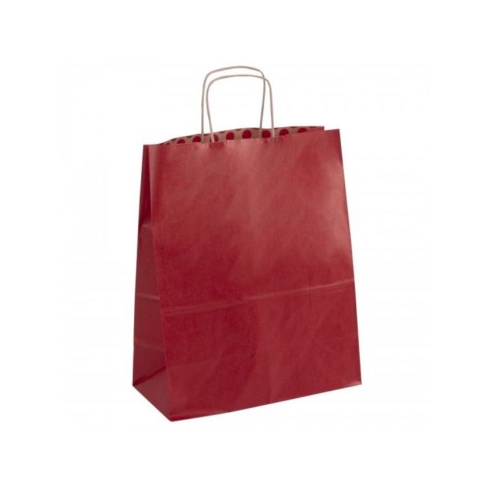 Apli Pack de 50 Bolsas Kraft - Alta Resistencia - Asas Rizadas - Reutilizables y Reciclables - Color Rojo