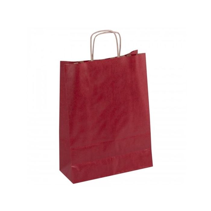 Apli Pack de 50 Bolsas Kraft - Alta Resistencia - Asas Rizadas - Reutilizables y Reciclables - Color Rojo