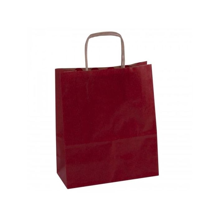 Apli Pack de 50 Bolsas Kraft - Alta Resistencia - Asas rizadas - Reutilizables y reciclables - Color Rojo
