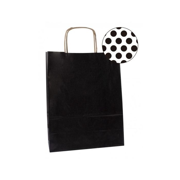 Apli Pack de 50 Bolsas Kraft - Alta Resistencia - Asas Rizadas - Reutilizables y Reciclables - Color Negro