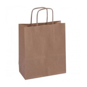 Apli Pack de 50 Bolsas Kraft - Alta Resistencia - Asas Rizadas - Reutilizables y Reciclables - Color Marron
