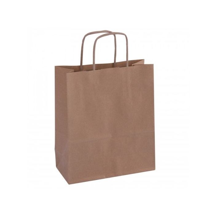 Apli Pack de 50 Bolsas Kraft - Alta Resistencia - Asas Rizadas - Reutilizables y Reciclables - Color Marron