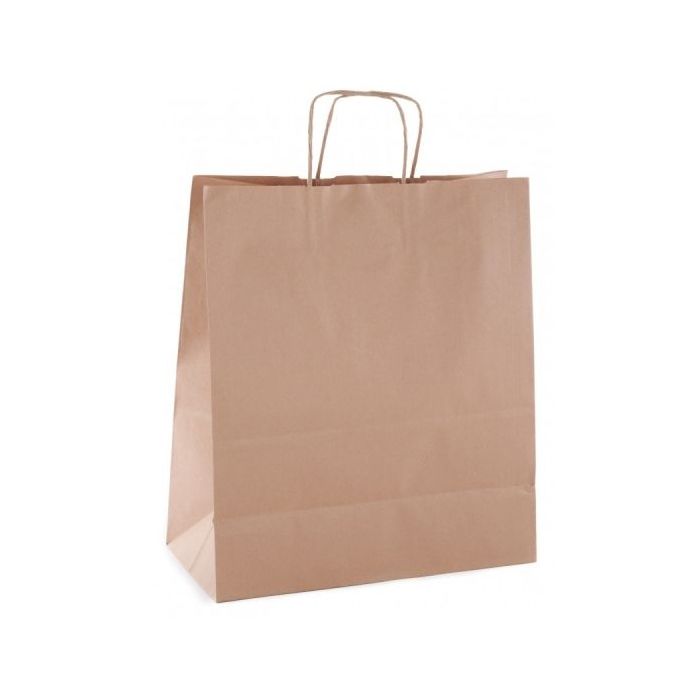 Apli Pack de 50 Bolsas Kraft - Alta Resistencia - Asas Rizadas - Reutilizables y Reciclables - Color Marron