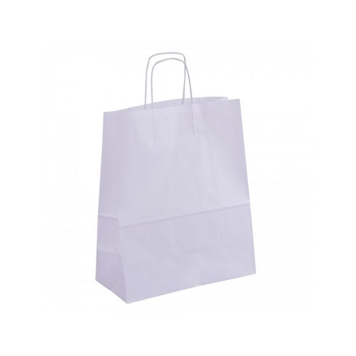 Apli Pack de 50 Bolsas Kraft - Alta Resistencia - Asas Rizadas - Reutilizables y Reciclables - Color Blanco
