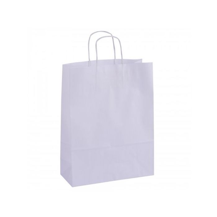 Apli Pack de 50 Bolsas Kraft - Alta Resistencia - Asas Rizadas - Reutilizables y Reciclables - Color Blanco