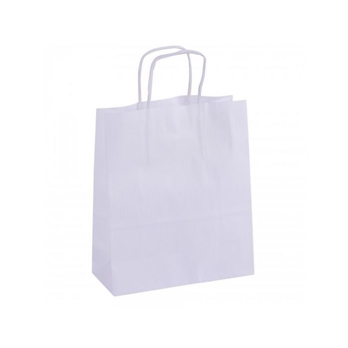Apli Pack de 50 Bolsas Kraft - Alta Resistencia - Asas rizadas - Reutilizables y reciclables - Color Blanco