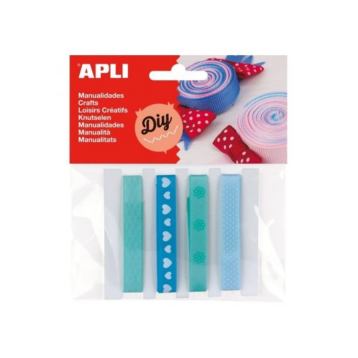 Apli Pack de 4 Cintas de Tela - Ideal para Manualidades - Scrapbooking - Envolver Regalos - Decoraciones para Eventos - Versatiles y Creativas - Color Azul
