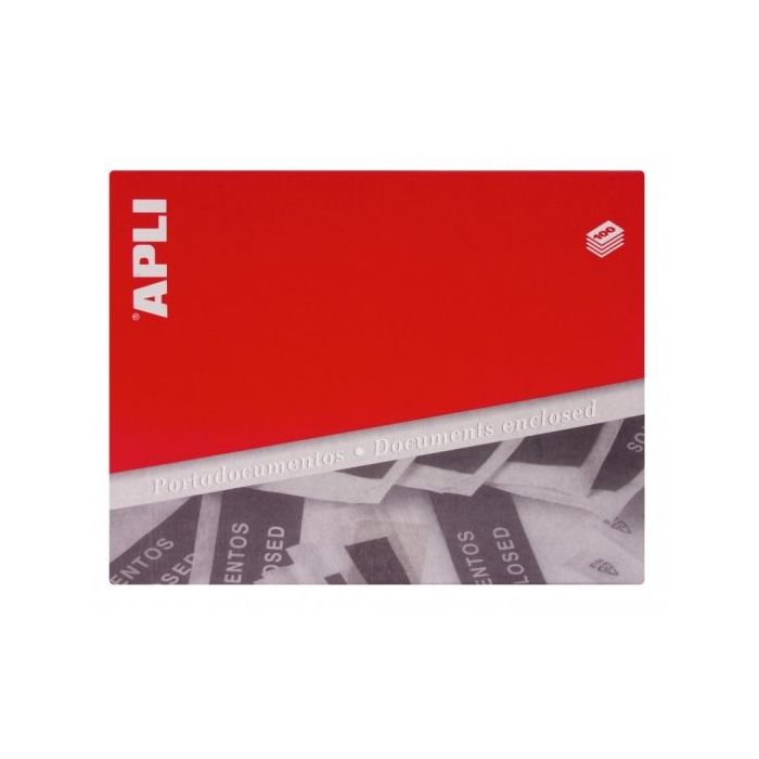 Apli Pack de 100 Sobres Porta Documentos - Adhesivo en el Dorso - Texto en 3 idiomas - Impermeables y Resistentes a la Intemperie