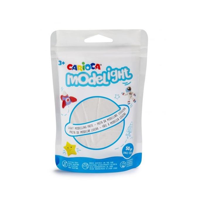 Pack Carioca Modelight Pasta de Moldear Super Ligera - Elastica y Maleable - Se Seca al Aire - No Ensucia las Manos - Color Blanco