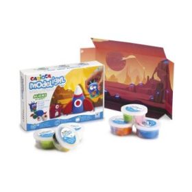 Carioca Modelight Maxiplaybox Aliens Pack de Pasta de Moldear - Super Ligera - Elastica - Maleable - sin Gluten - Se Seca al Aire - Incluye Herramientas y Escenario - Color Varios