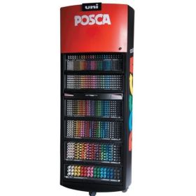 Posca Expositor de 1236 Marcadores de Pintura - Punta de Poliester - Tinta Pigmentada Base Agua - Resistente a la Luz - Colores y Trazos Surtidos