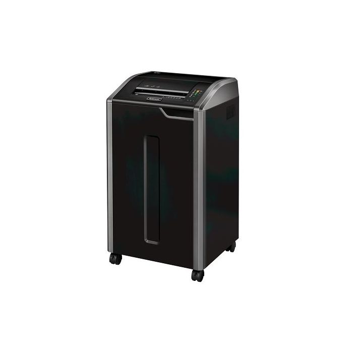 Fellowes 425Ci Destructora de Papel Manual 114L - Destruye hasta 32 Hojas - Corte en Particulas - Nivel de Seguridad P-4 - Color Negro/Plata