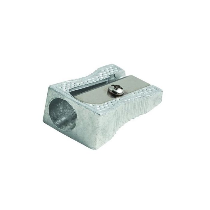 Faibo Afilalapiz Metalico para Lapices de hasta 8mm - Forma de Cuña - Color Aluminio