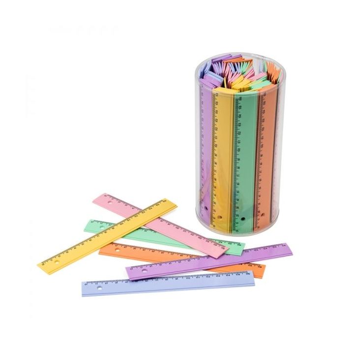 Faibo Bote de 100 Reglas de PVC de 16cm - Colores Pastel Surtidos