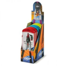 Faibo Expositor de 6 Compases Escolares con Bigotera - Adaptador Universal - Incluye Tubo de Minas - Presentado en Estuche de Plastico de Colores Surtidos