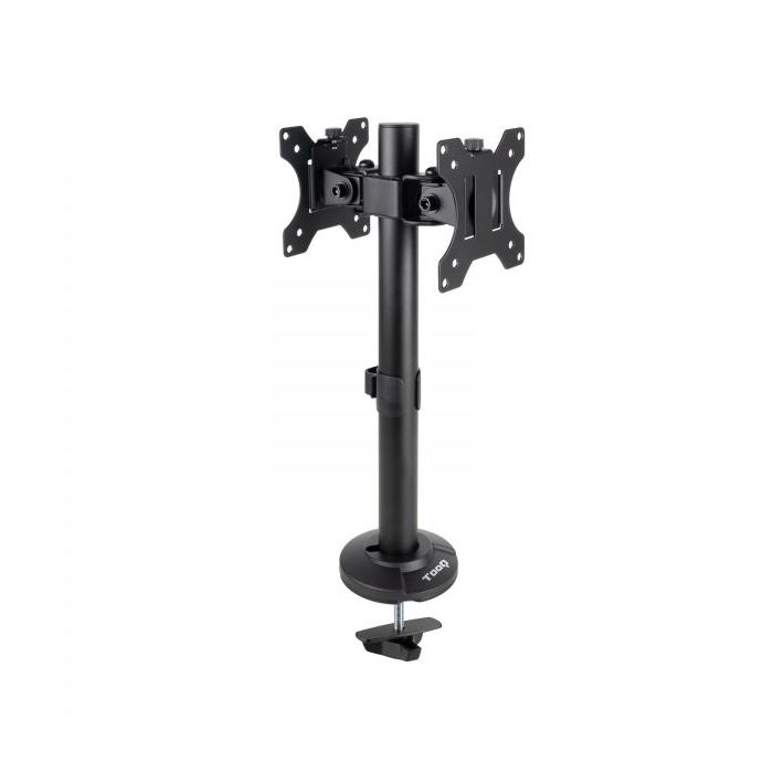 Tooq Soporte de Mesa para 2 Monitores de 17"-32" - Gestion de Cables - Peso Max 8kg x Brazo - VESA Max. 100x100mm - Color Negro