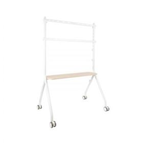 Tooq iLove Soporte de Suelo con Ruedas para Pantallas de 49-80" - Bandeja Inferior Multiusos - Ruedas con Sistema de Bloqueo - Gestion de Cables - Peso Max 50kg - VESA Max 600x400 - Color Blanco