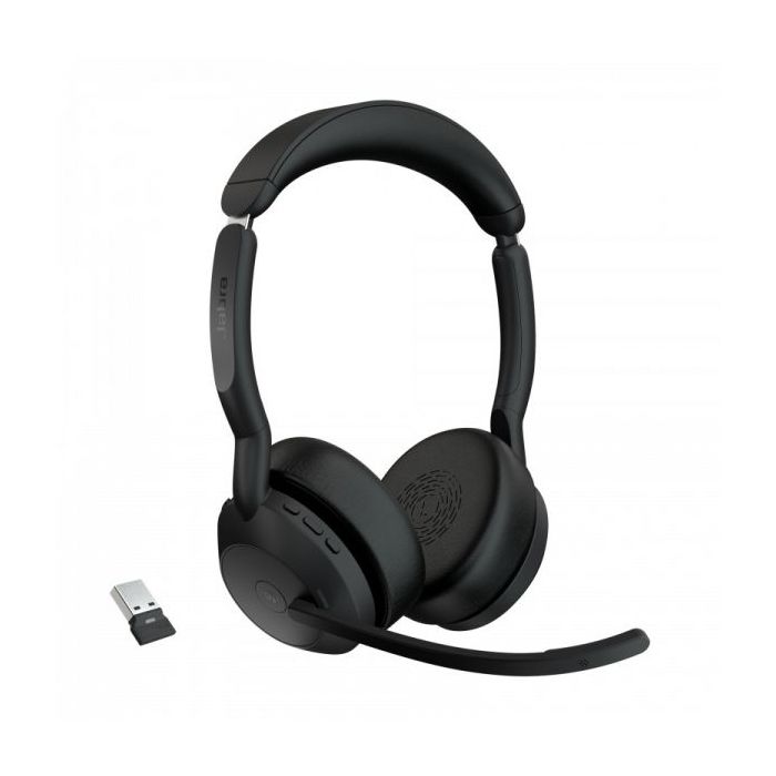 Jabra Evolve2 55 MS Stereo Auriculares con Microfono Bluetooth - Cancelacion de Ruido - Autonomia hasta 18h - Diadema Ajustable - Controles en Auricular - Color Negro