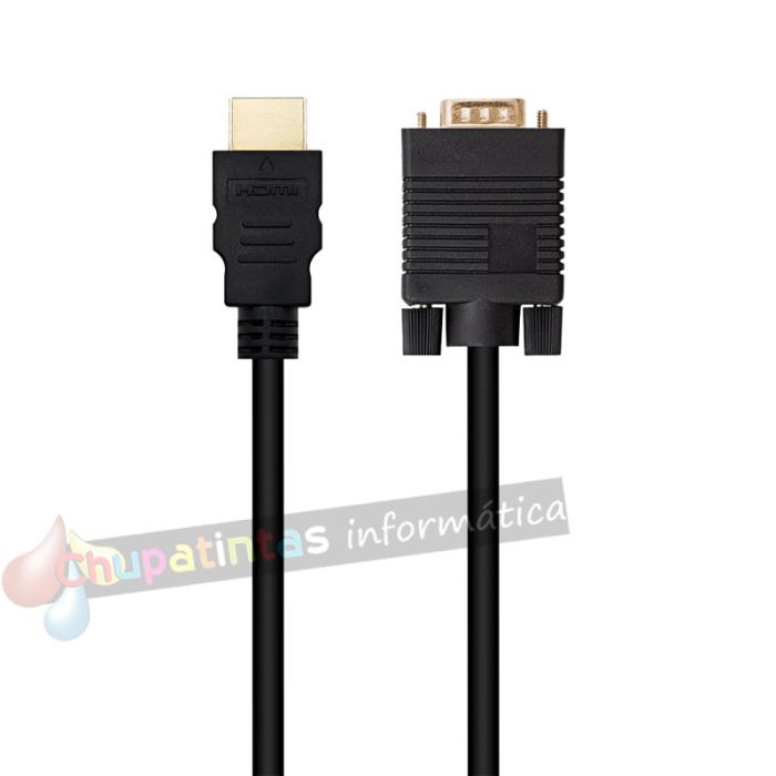 Nanocable Cable Conversor HDMI a VGA, HDMI/M-VGA/M 1.8m - Color Negro