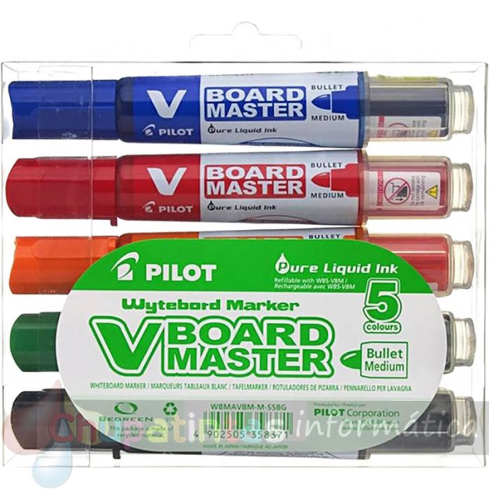 Pilot V-Board Master Begreen Pack de 5 Rotuladores para Pizarra Blanca Colores Variados-1