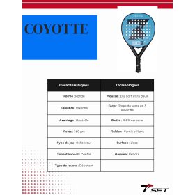 Set Coyote Pala de Pádel - Forma Redonda - Marco y Cara 100% Fibra de Vidrio - Núcleo Goma Black Eva XtraSoft-3