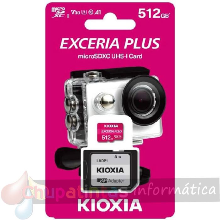 Kioxia Exceria Plus Tarjeta Micro SDHC 512GB UHS-I U3 V30 A1 Clase 10 con Adaptador-3