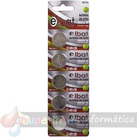 Elbat Pack de 5 Pilas Litio de Botón CR2032 3V
