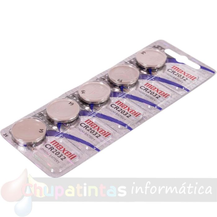 Maxell Pack de 5 Pilas Litio de Botón CR2032 3V-2