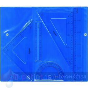 Maped Estuche de Reglas con Cierre - Reglas- Escuadra - Cartabón - Transportador - Transparentes - Estuche en Colores Surtidos-1