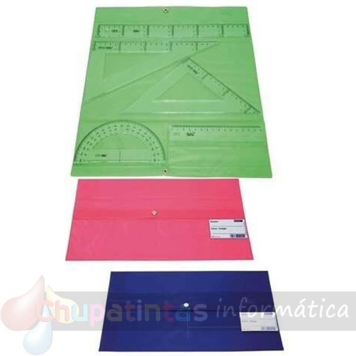 Maped Estuche de Reglas con Cierre - Reglas- Escuadra - Cartabón - Transportador - Transparentes - Estuche en Colores Surtidos-2