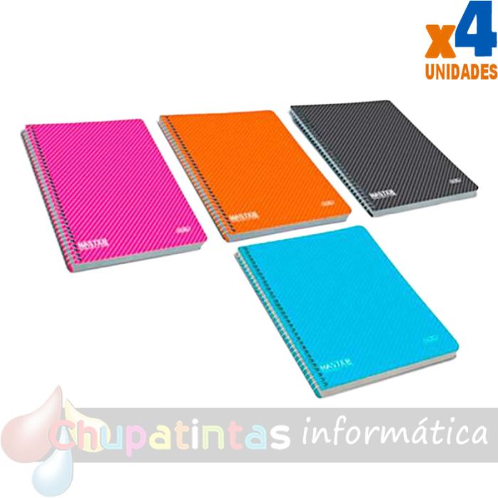 Firmo Cuaderno Espiral A4 Cuadricula 4x4 con Margen 80 Hojas - Tapa Polipropileno - Colores Surtidos